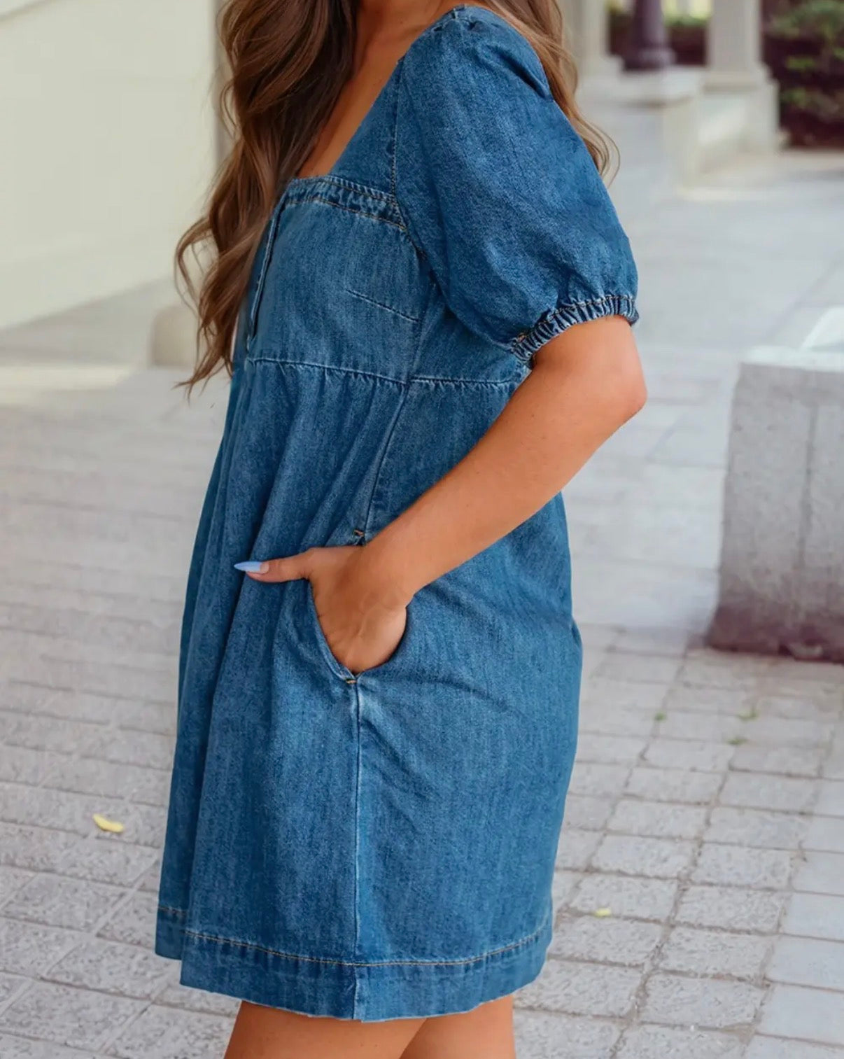 Dixie Denim Puff Sleeve Dress