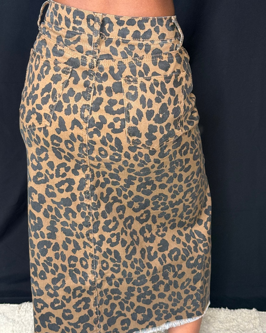 The Nya Leopard Jean Skirt