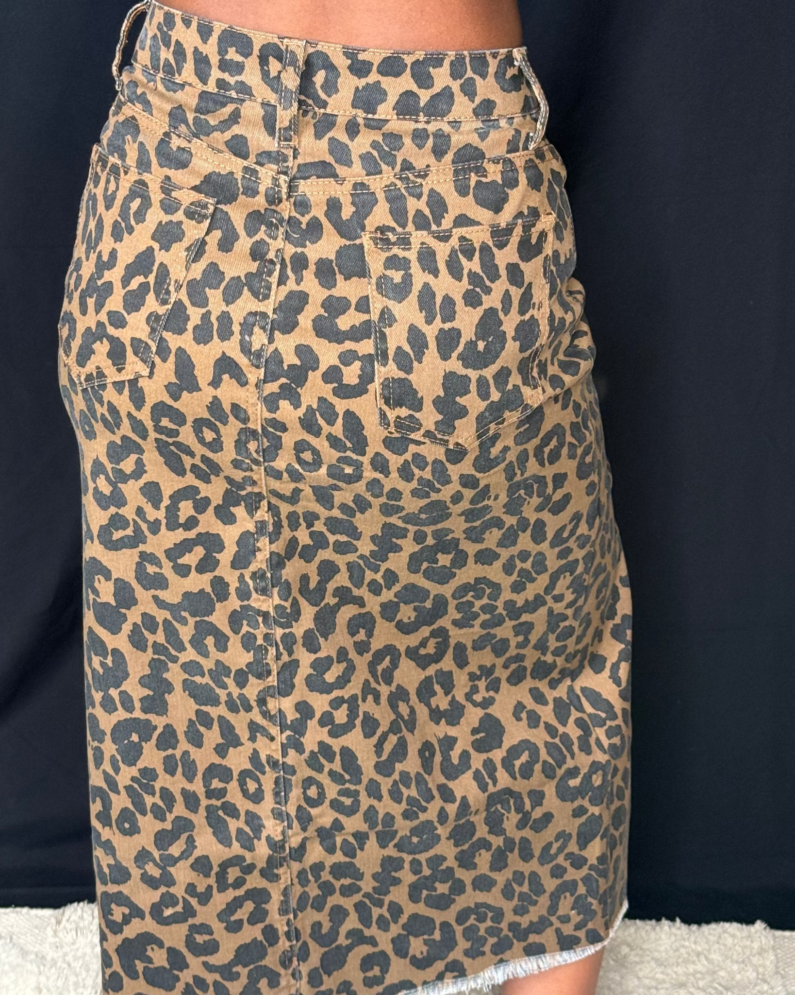 The Nya Leopard Jean Skirt